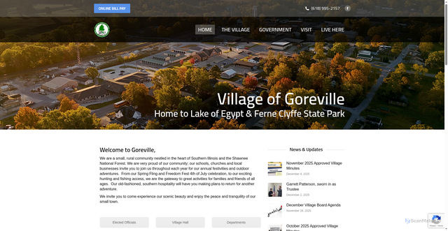 Security scan screenshot of https://villageofgoreville.gov/