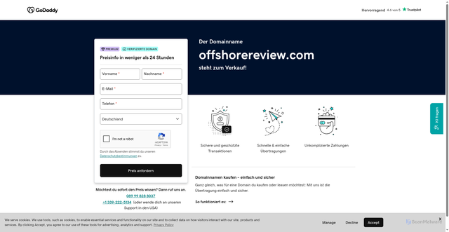 Security scan screenshot of https://www.offshorereview.com/