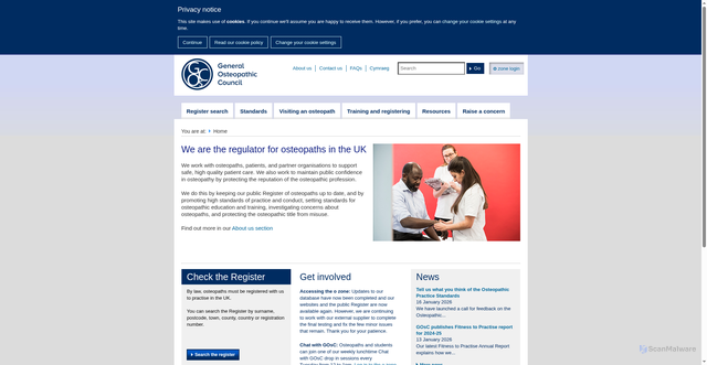 Security scan screenshot of https://www.osteopathy.org.uk/home/