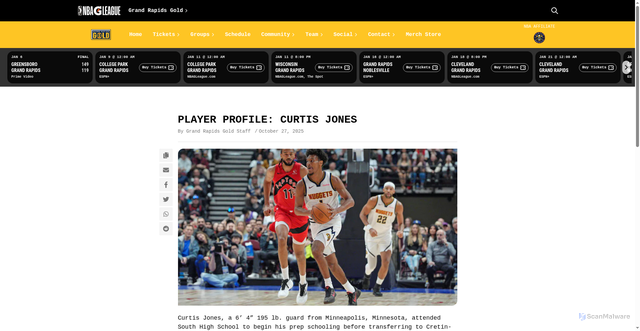 Security scan screenshot of https://grandrapids.gleague.nba.com/news/player-profile-curtis-jones
