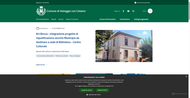 Security scan screenshot of https://www.comune.veduggioconcolzano.mb.it/it