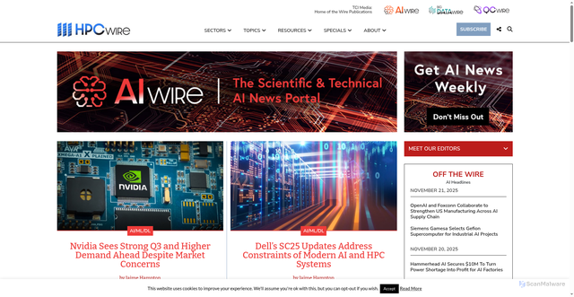 Security scan screenshot of https://www.hpcwire.com/aiwire/