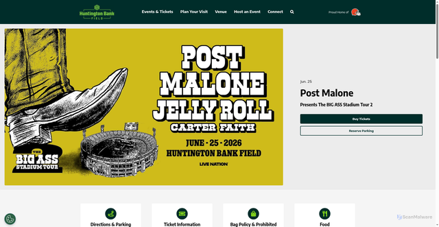 Security scan screenshot of https://huntingtonbankfield.com/