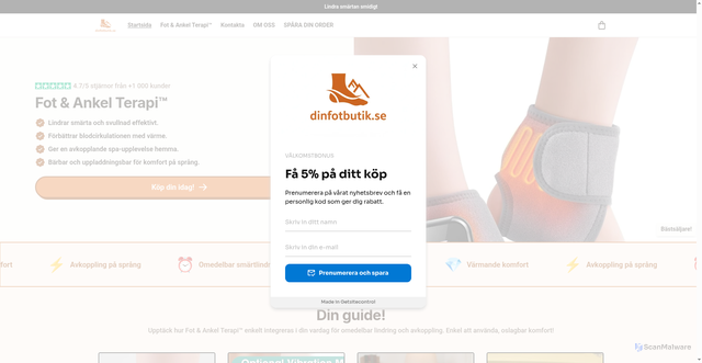 Security scan screenshot of https://dinfotbutik.se