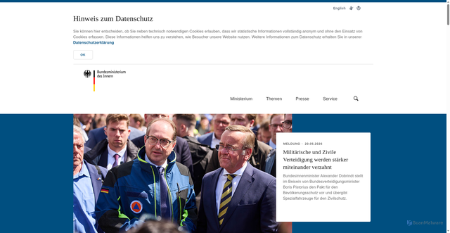 Security scan screenshot of http://www.bmi.bund.de