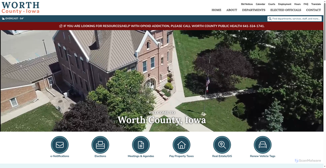 Security scan screenshot of https://worthcountyiowa.gov/