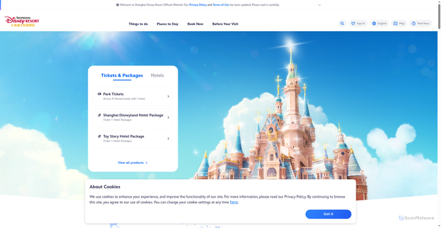 Security scan screenshot of https://www.shanghaidisneyresort.com/