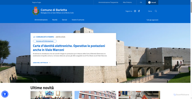 Security scan screenshot of https://www.comune.barletta.bt.it