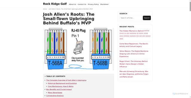 Security scan screenshot of https://rockridgegolf.tagmarshal.com/josh-allen-biography-9860fa