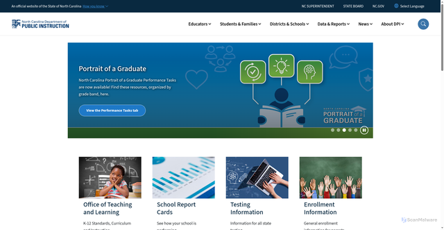 Security scan screenshot of https://www.dpi.nc.gov/
