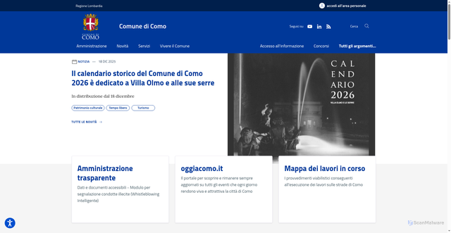 Security scan screenshot of https://www.comune.como.it/