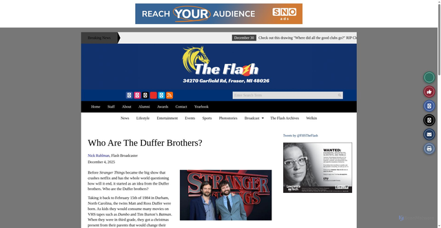 Security scan screenshot of https://www.fhstheflash.com/12022/entertainment/who-are-the-duffer-brothers/