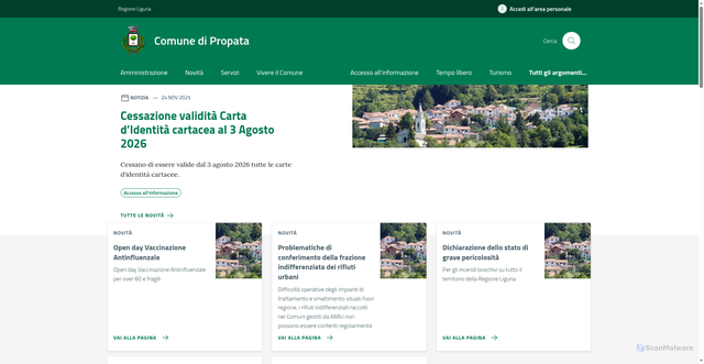 Security scan screenshot of https://comune.propata.ge.it/