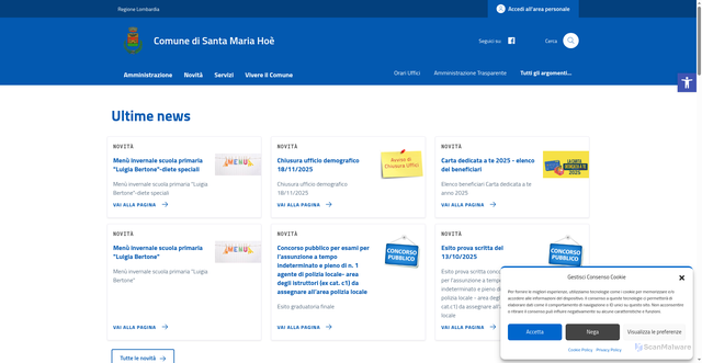 Security scan screenshot of https://comune.santamariahoe.lc.it/