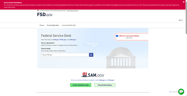 Security scan screenshot of https://www.fsd.gov/gsafsd_sp