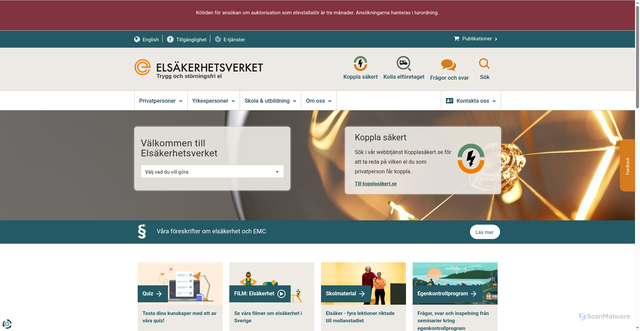 Security scan screenshot of https://www.elsakerhetsverket.se