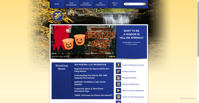 Security scan screenshot of https://www.yellowsprings.gov/
