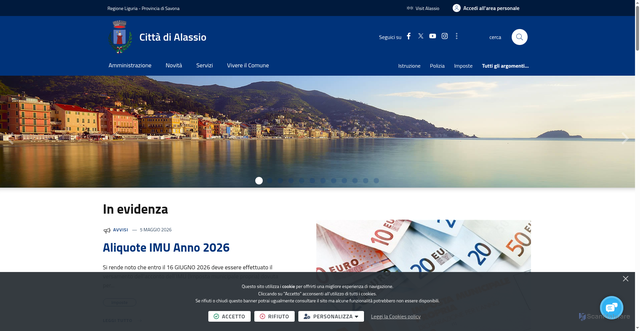 Security scan screenshot of https://www.comune.alassio.sv.it