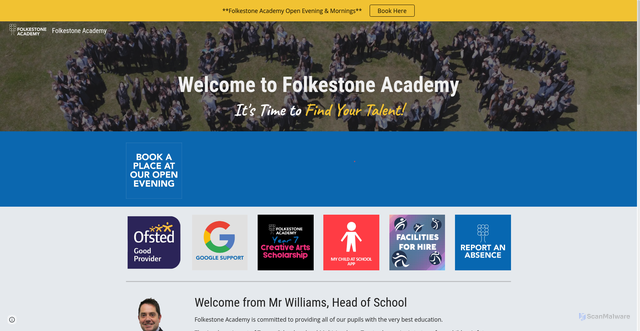 Security scan screenshot of https://www.folkestoneacademy.com/