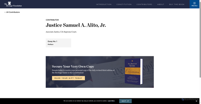 Security scan screenshot of https://constitution.heritage.org/contributor/justice-samuel-a-alito-jr/