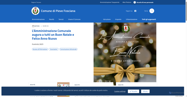 Security scan screenshot of https://comune.pievefosciana.lu.it/