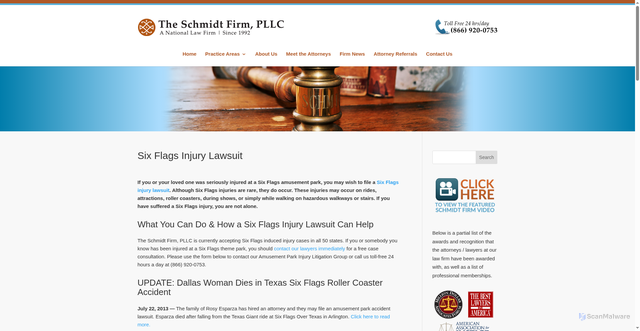 Security scan screenshot of https://www.schmidtlaw.com/six-flags-injury-lawsuit/