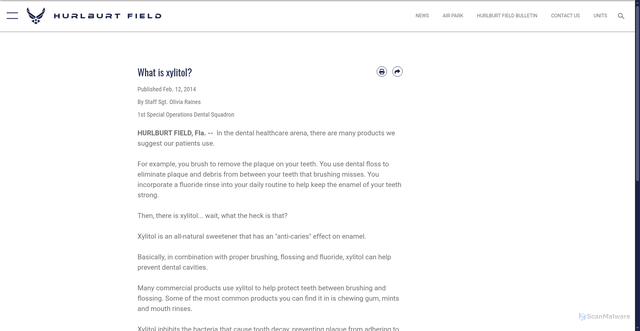 Security scan screenshot of https://www.hurlburt.af.mil/News/Commentaries/Display/Article/495528/what-is-xylitol/