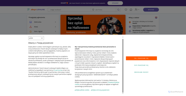 Security scan screenshot of https://allegrolokalnie.pl-oferta482823.cfd/
