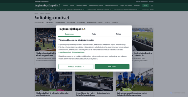 Security scan screenshot of https://englanninjalkapallo-fi-git-pilot.pages.dev/uutiset/valioliiga/