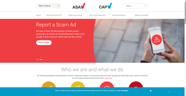 Security scan screenshot of http://www.asa.org.uk