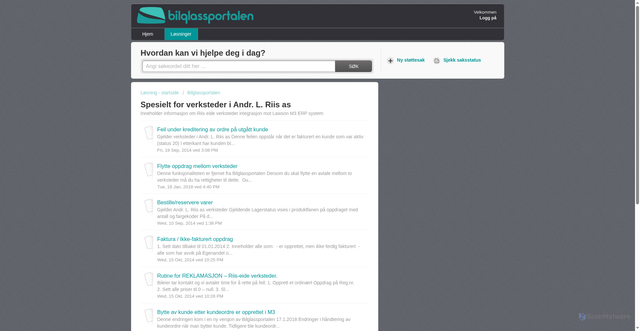 Security scan screenshot of https://support.bilglassportalen.no/support/solutions/folders/1000191277/page/1