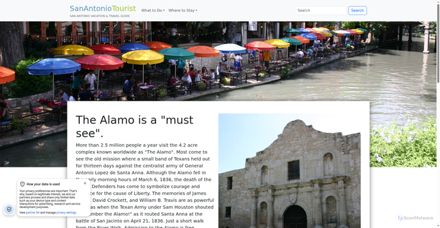 Security scan screenshot of https://www.sanantoniotourist.com/