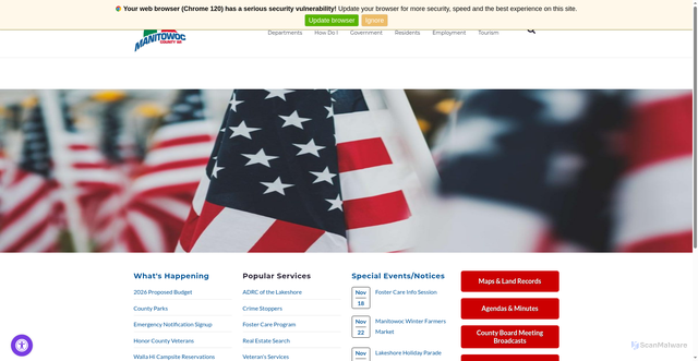 Security scan screenshot of https://manitowoccountywi.gov/