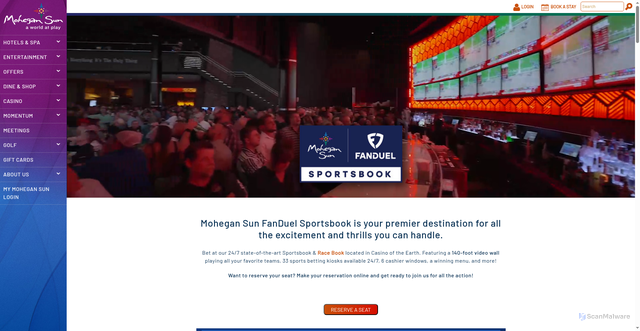 Security scan screenshot of https://mohegansun.com/poi/dining/mohegan-sun-fan-duel-sportsbook.html
