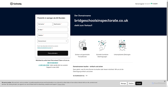 Security scan screenshot of http://www.bridgeschoolsinspectorate.co.uk