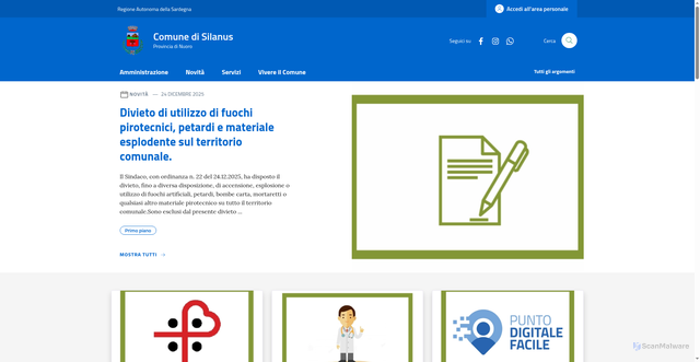 Security scan screenshot of https://www.comune.silanus.nu.it/