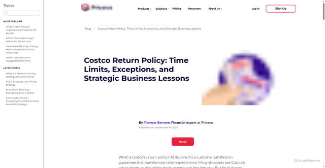 Security scan screenshot of https://priceva.com/blog/costco-return-policy