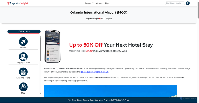 Security scan screenshot of https://www.airportsinsight.com/mco-airport/
