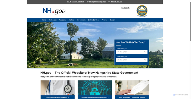 Security scan screenshot of https://www.nh.gov/