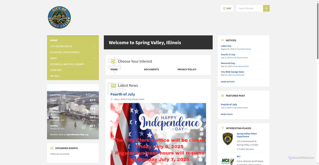 Security scan screenshot of https://springvalleyil.gov/