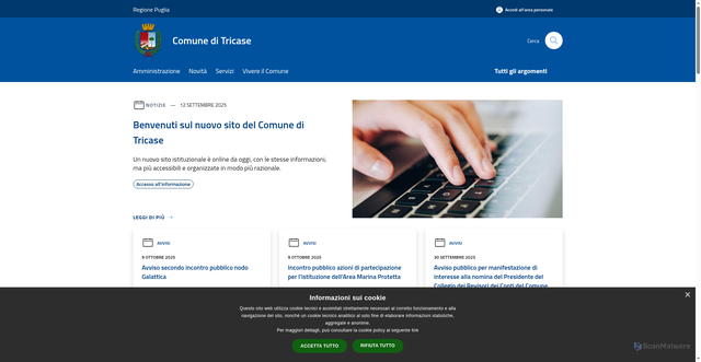 Security scan screenshot of https://www.comune.tricase.le.it/it