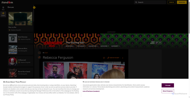 Security scan screenshot of https://theshining.fandom.com/wiki/Rebecca_Ferguson