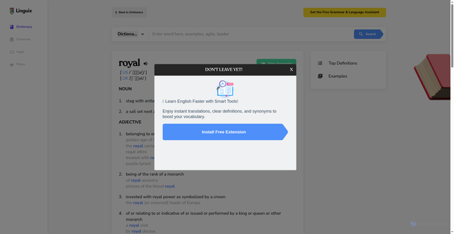 Security scan screenshot of https://linguix.com/english/word/royal