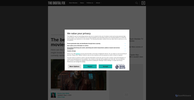 Security scan screenshot of https://www.thedigitalfix.com/best-chris-pratt-movies