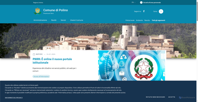 Security scan screenshot of https://www.comune.polino.tr.it/