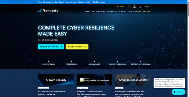Security scan screenshot of https://barracudanetworks.com