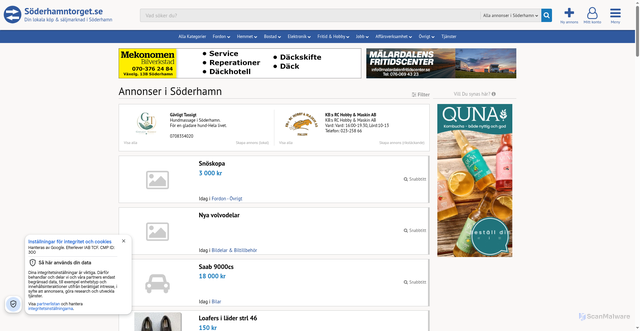 Security scan screenshot of https://soderhamnstorget.se