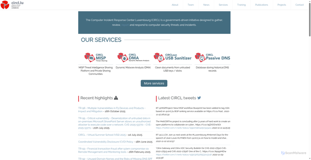 Security scan screenshot of https://www.circl.lu/