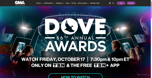 Security scan screenshot of https://doveawards.com/