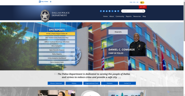Security scan screenshot of https://dallaspolice.net/